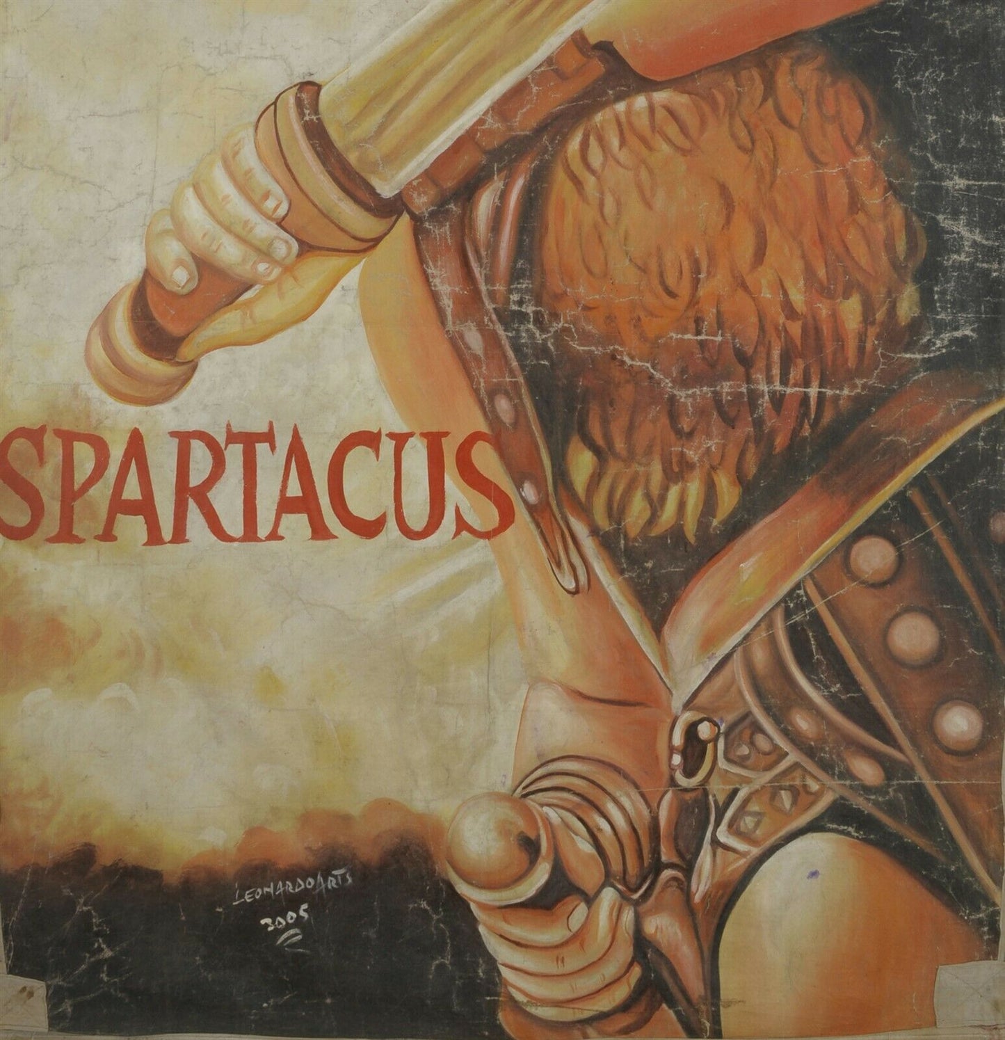 Spartacus Hand-Painted Ghanaian Movie Poster - Collectible Art - close-up