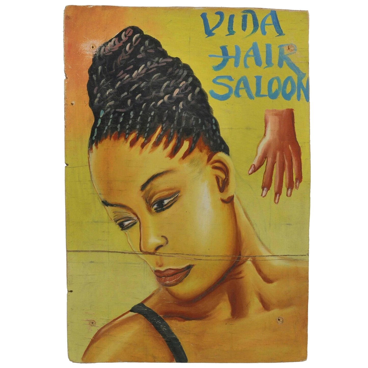 Hand-Painted Ghana Barber Sign - Vida Hair Saloon