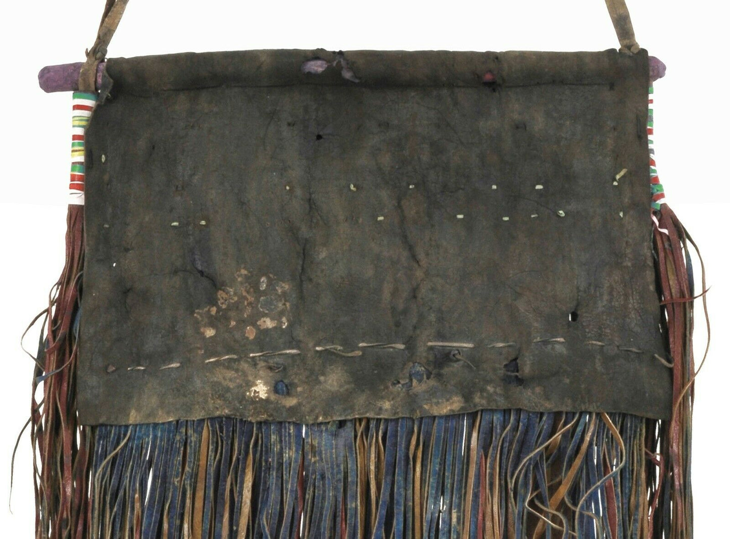 Old African Art Tuareg Leather Tent Decor Panel Mali Niger Sahara Desert Ethnic - brushstroke detail