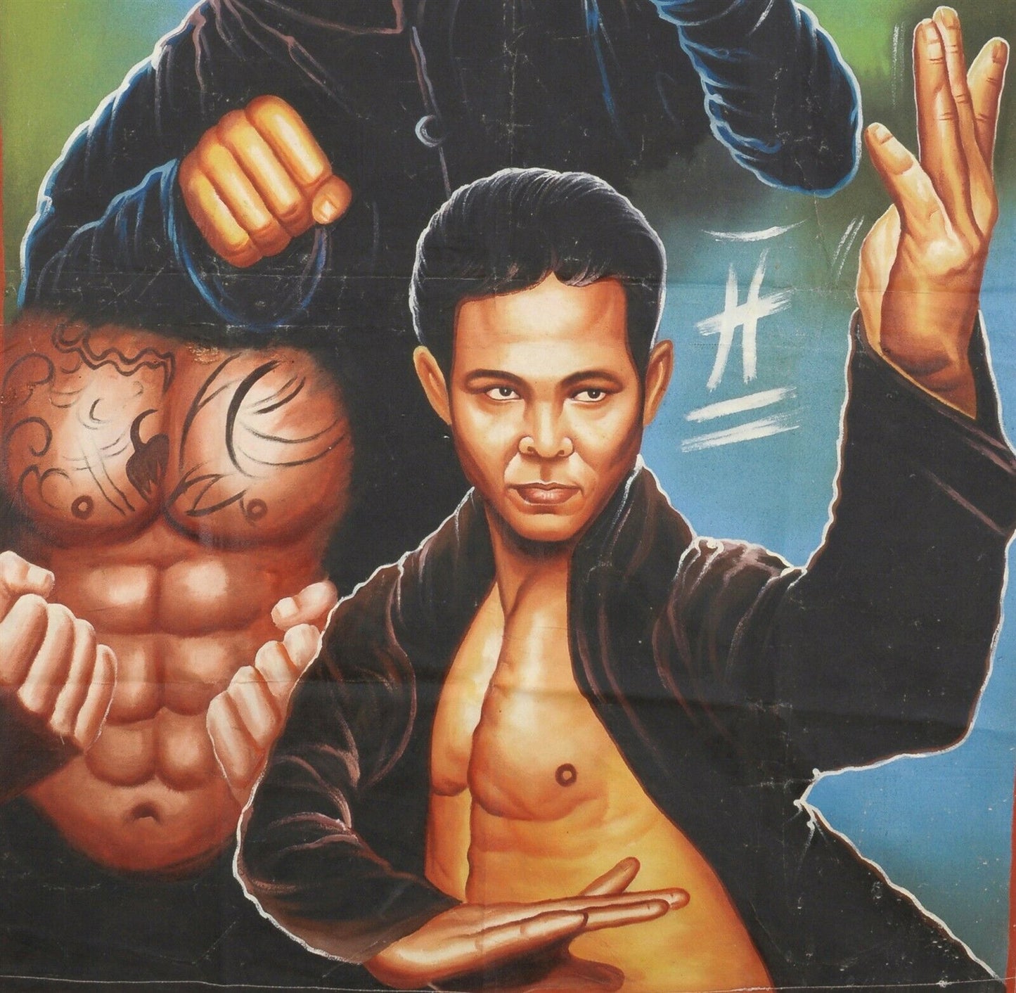 Fist Of Legend Movie Poster - Authentic Hand-Painted Ghanaian Art - close-up