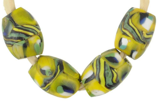 Rare Antique Banded Oval Millefiori African Trade Beads - alternate view