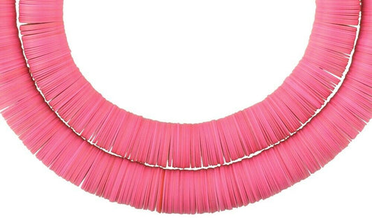 Old Pink Bohemian Czech Vulcanic Disk Glass African Trade Beads - alternate view