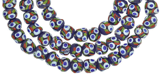 Exquisite African Trade Beads - Fancy Powder Glass Krobo Beads 10Mm - alternate view