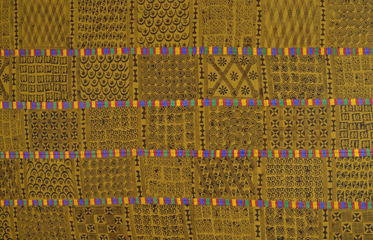 Hand Stamped Adinkra Cloth – 1970s “Man” Size, Authentic Ashanti Heritage