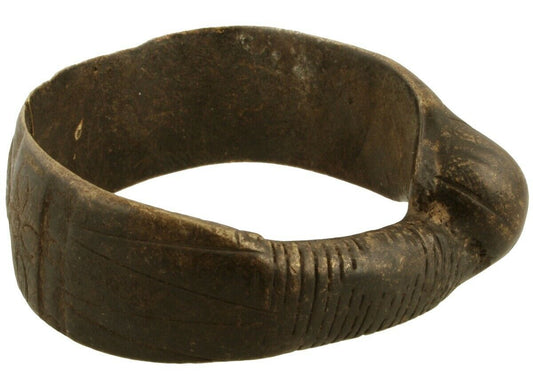 Antique Brass Bracelet African Currency Child Size Fulani Ghana Burkina Faso - alternate view