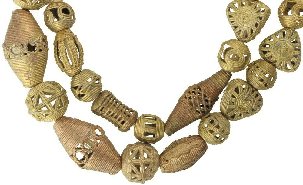 Handmade Brass Beads Bronze Casting Lost Wax Ashanti Akan Jewelry African Trade - alternate view
