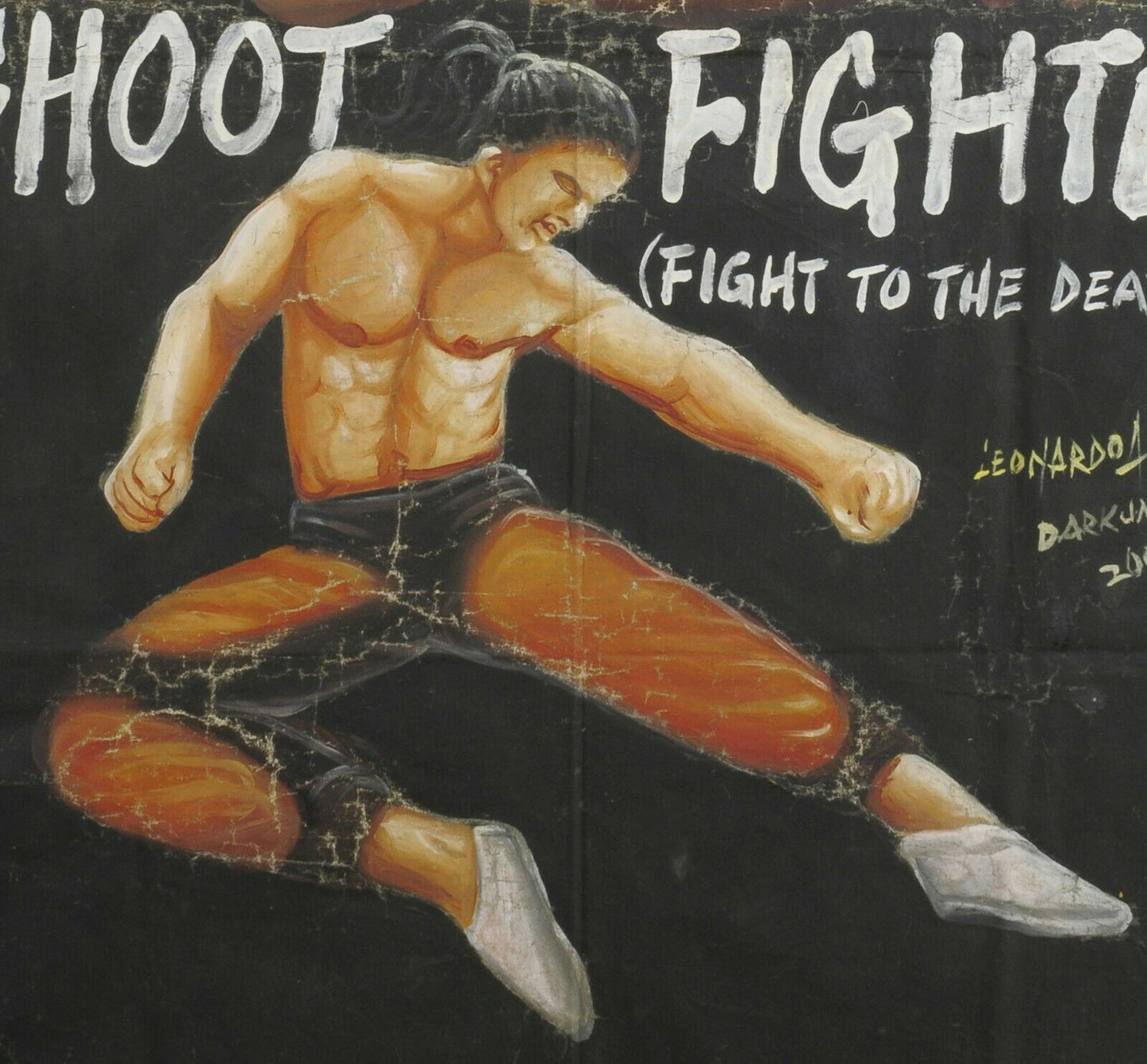 Authentic Shootfighter Movie Poster - Hand-Painted Ghana Art - close-up