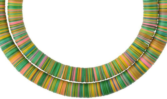 Old Bohemian Czech Vulcanic Disks - Large African Trade Beads - alternate view