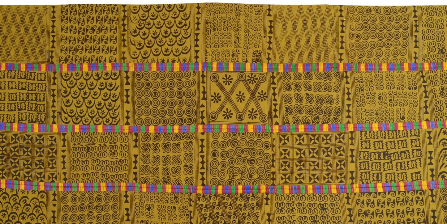 Hand Stamped Adinkra Cloth – 1970s “Man” Size, Authentic Ashanti Heritage