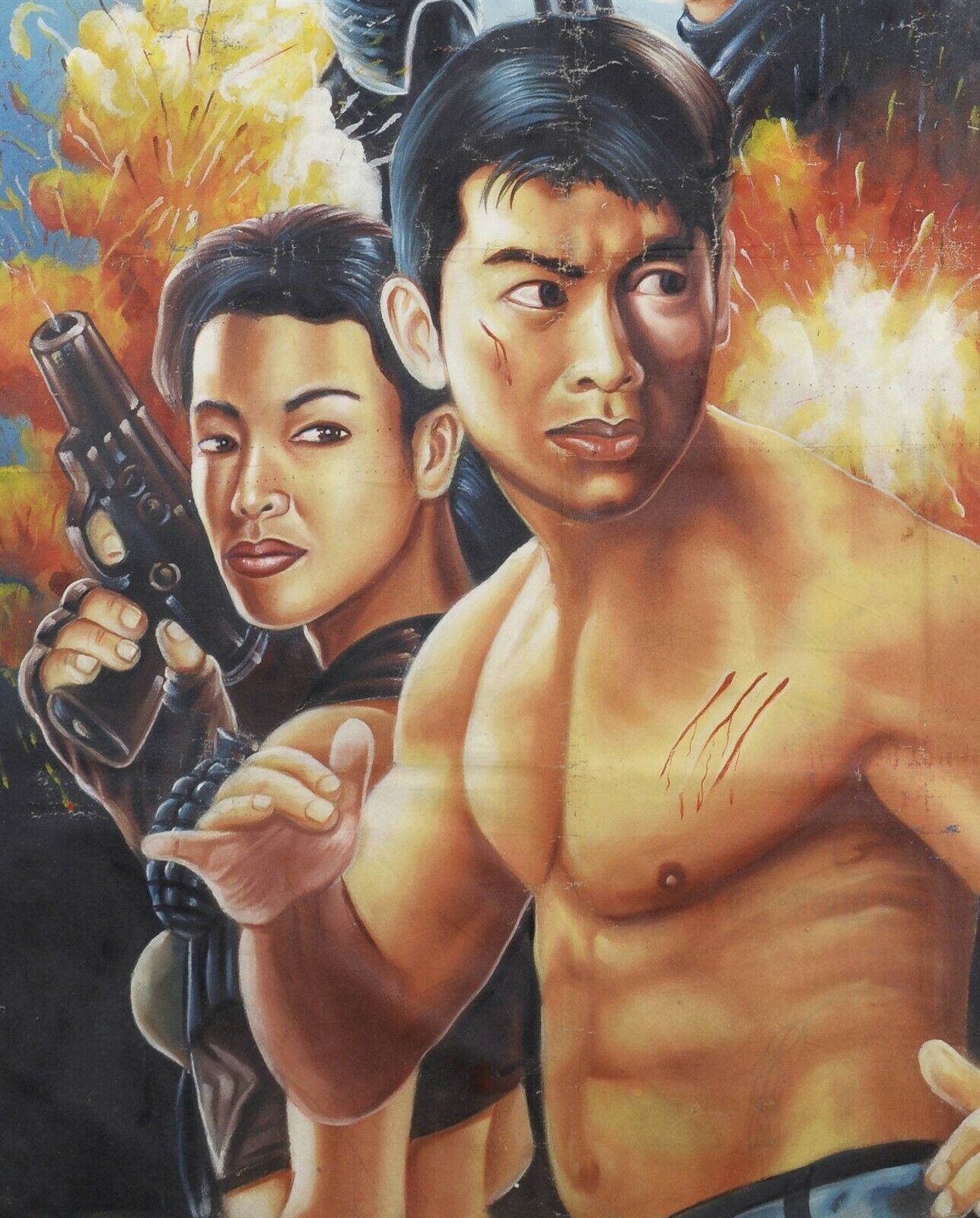 Another Meltdown Movie Poster - Hand-Painted Art From Ghana - close-up