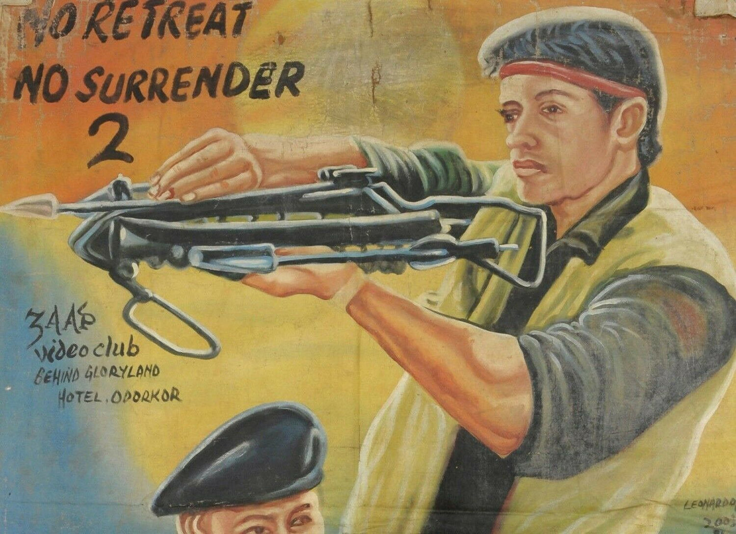 No Retreat No Surrender 2: Original Ghana Hand-Painted Poster By Leonardo - close-up