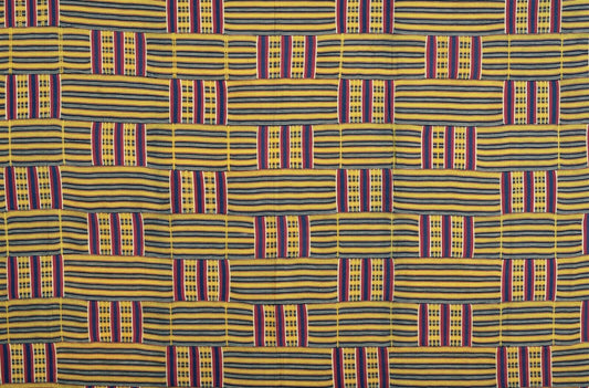 Handwoven Ewe Kente Cloth – 1960s Woman Size 87×53 – Ghana Ewe Kente