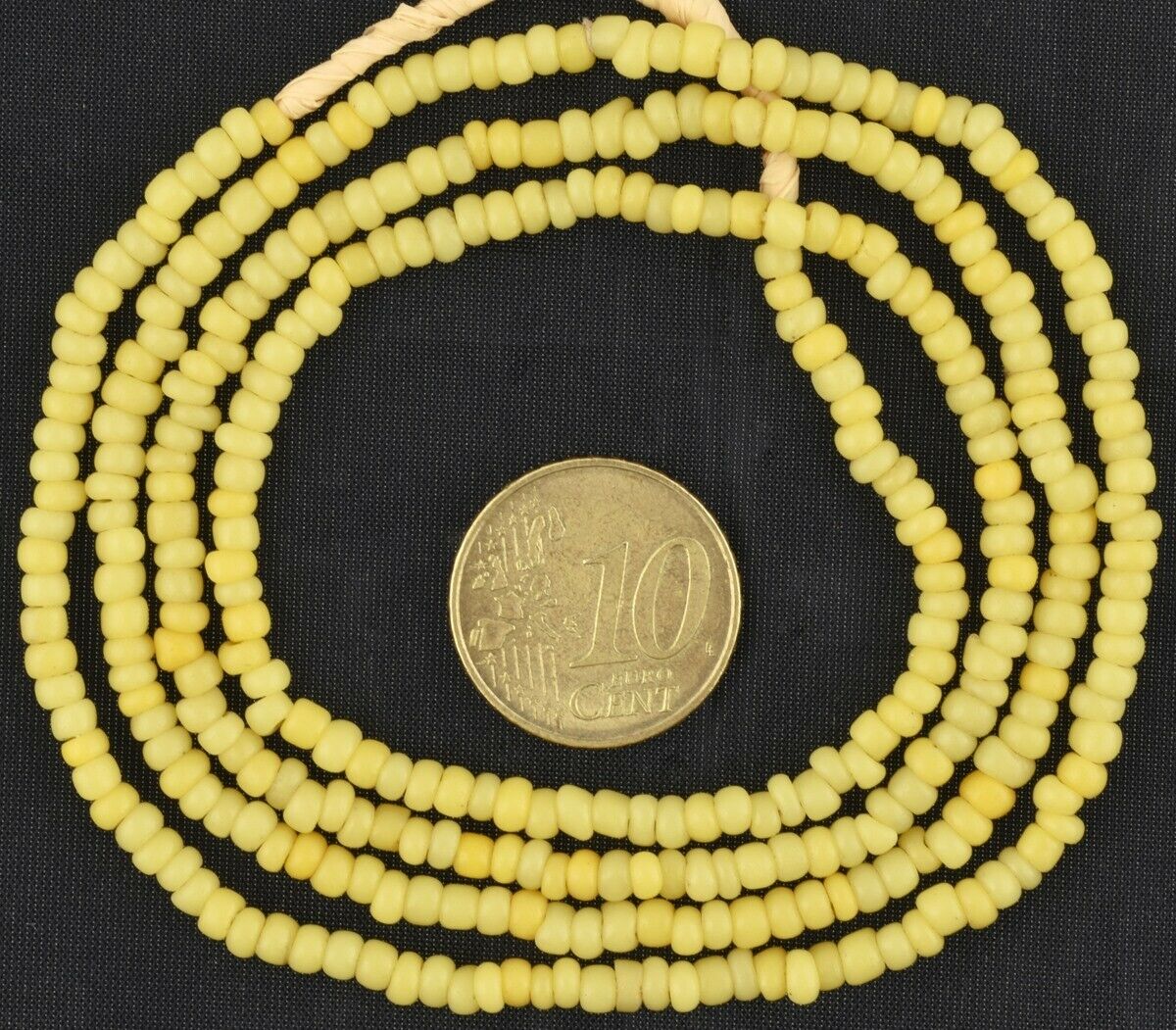 Old Venetian Tiny Yellow Seed Bead Strand • 3 mm Trade Beads Necklace