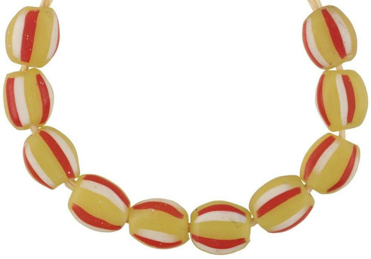 Antique Blue Tabular Striped Venetian Lampwork Glass Trade Beads - alternate view