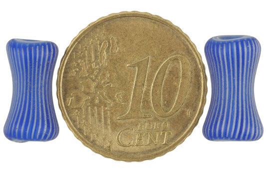 Rare 6-Layer Chevron "Dog Bone" Venetian Trade Beads Pair - alternate view