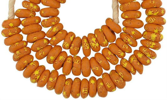 Large Size African Trade Beads - Ghana Fused Glass Disks - alternate view