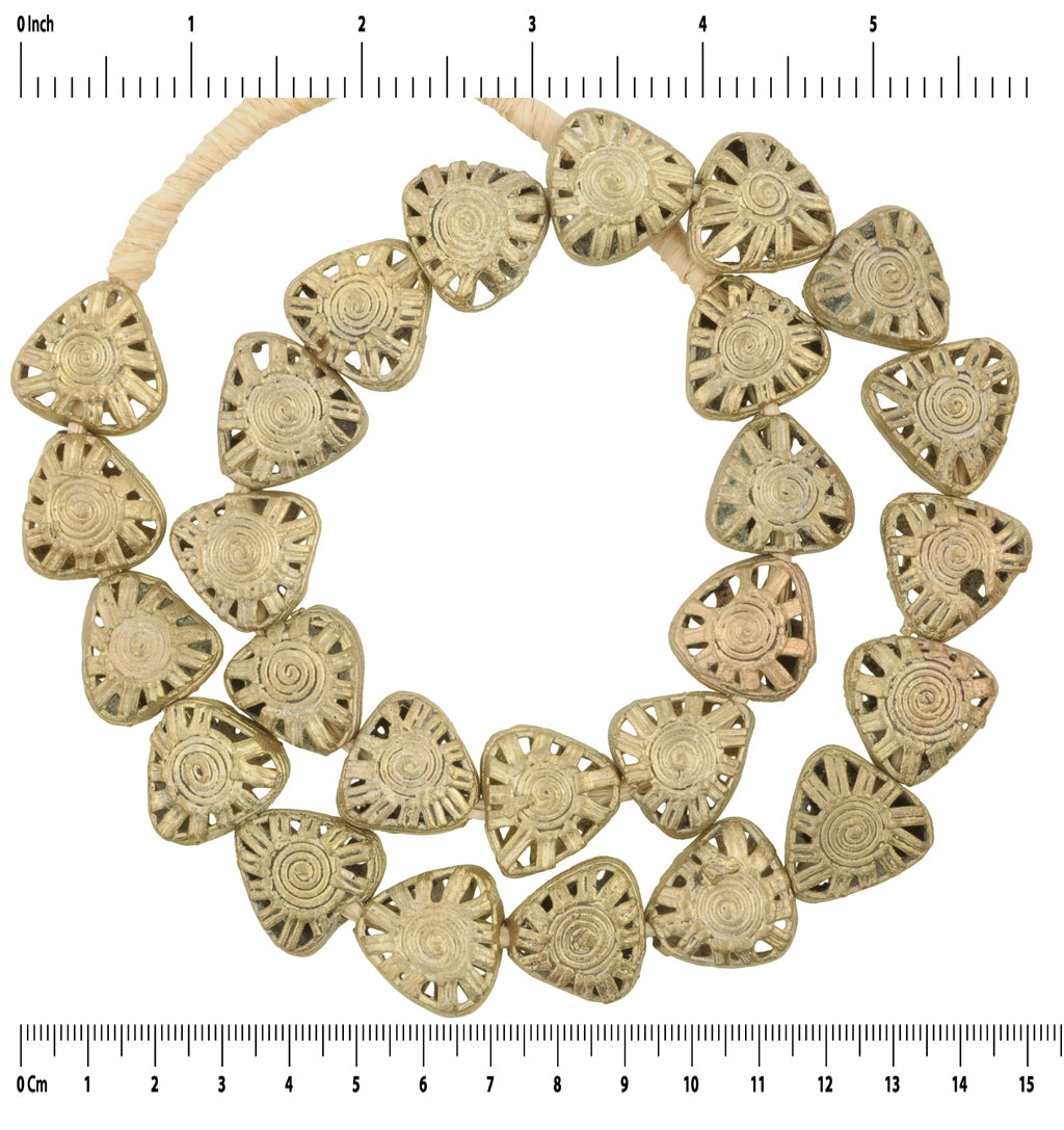 Ghanaian New Tabular Brass Beads - Crafted By Ashanti Artisans - close-up