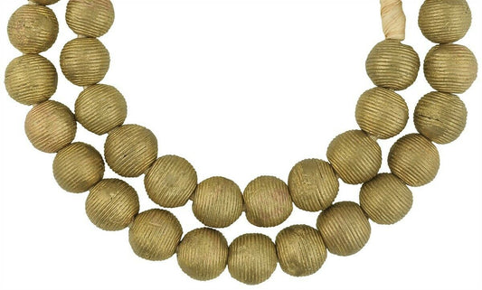 Authentic African Brass Beads From Ghana, 15Mm Round - Tribalgh - alternate view