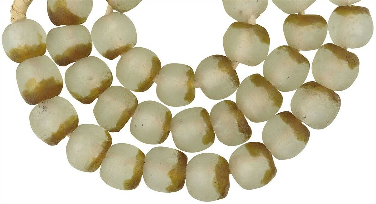 Translucent Powder Glass Krobo Beads - Recycled From Ghana - close-up