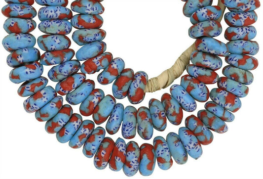 Large African Trade Disks Glass Beads - Fused Ghana Glass Beads - alternate view