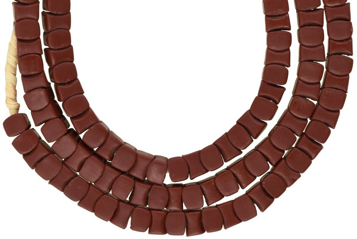 Vintage Brown Interlocking Czech Glass Spacer Trade Beads - close-up