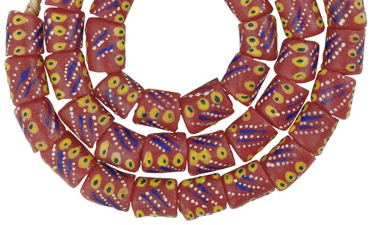 African Trade Beads: 12Mm Fancy Powder Glass Beads From Ghana - alternate view
