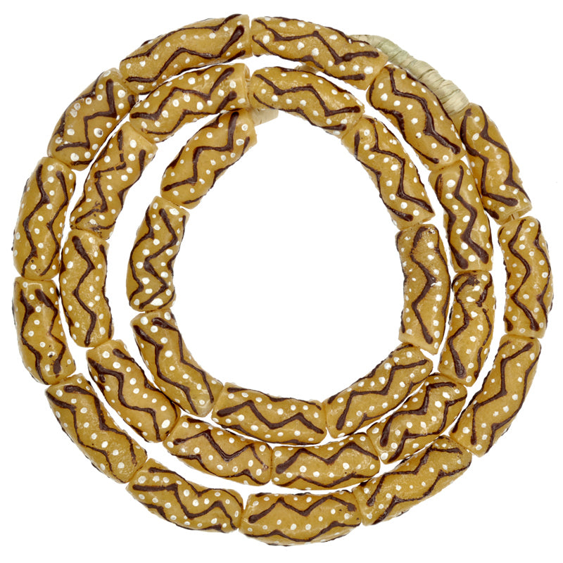 African Trade Beads - Fancy Powder Glass Beads, 9Mm, 26" Strand