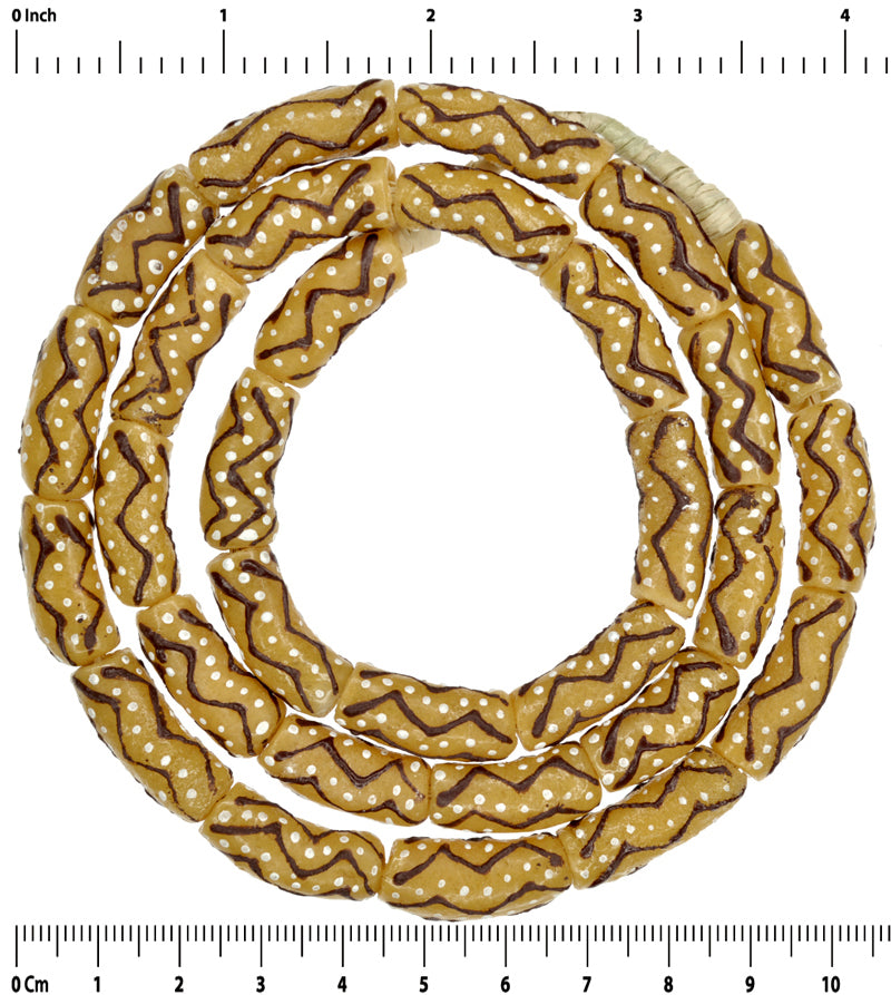 African Trade Beads - Fancy Powder Glass Beads, 9Mm, 26" Strand - close-up