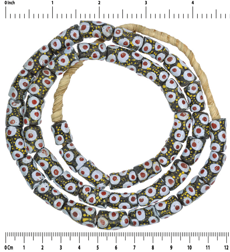 Handmade Ghanaian Powder Glass Beads - 26.5" Strand, 9Mm - close-up