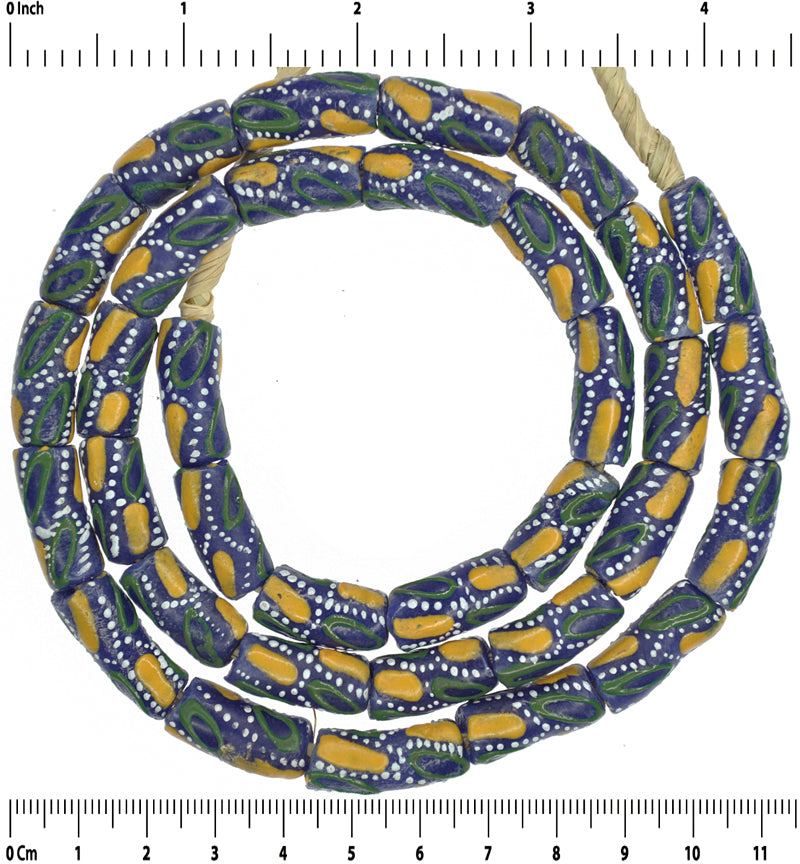 Fancy Powder Glass Beads - Authentic Ghanaian Trade Beads - close-up