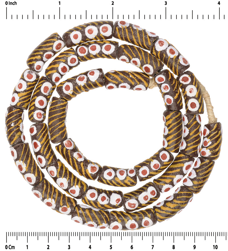Authentic Ghanaian Fancy Krobo Glass Beads - 9Mm Beads - close-up