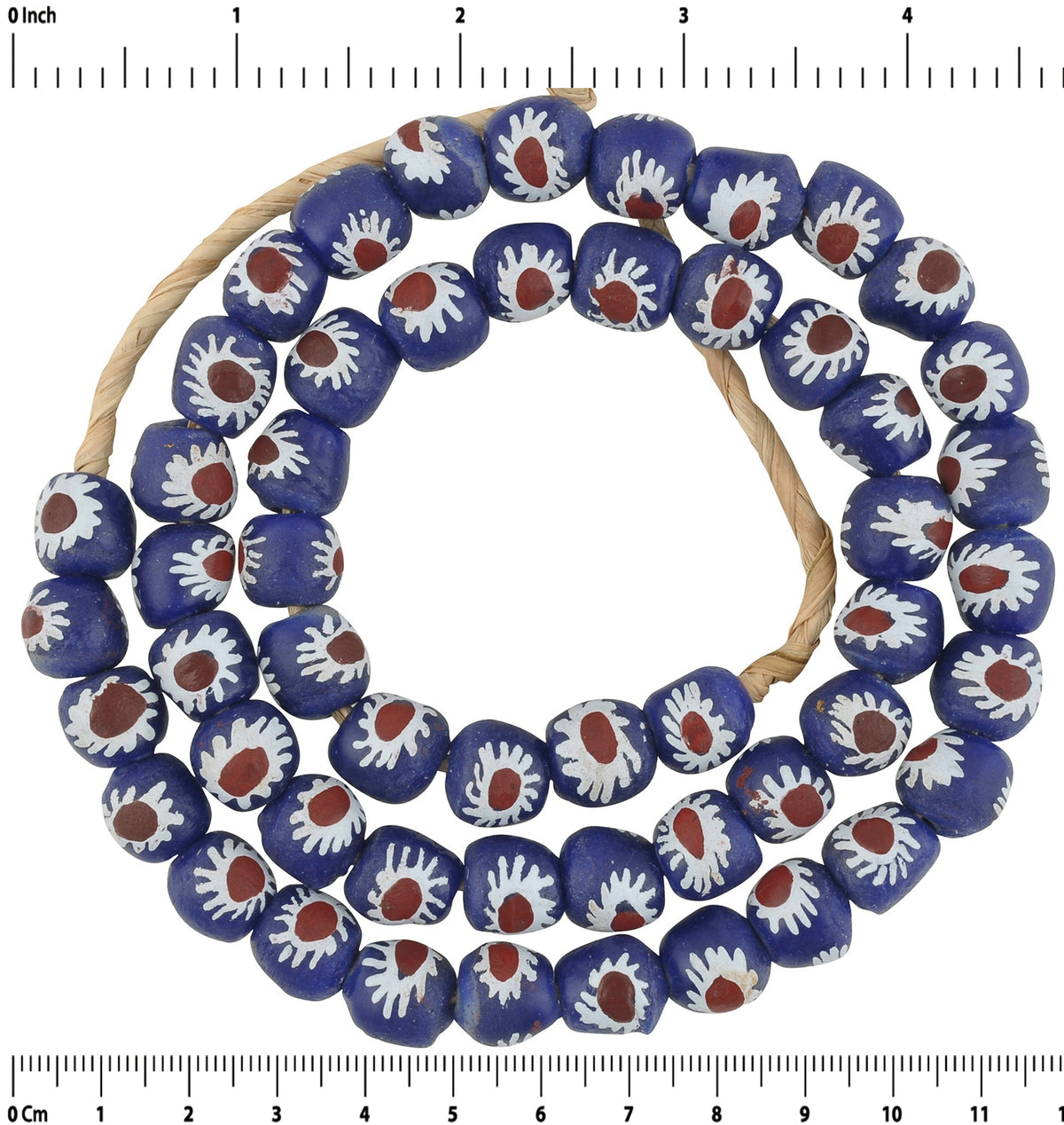 Colorful Fancy Powder Glass Beads - African Trade Beads From Ghana - close-up