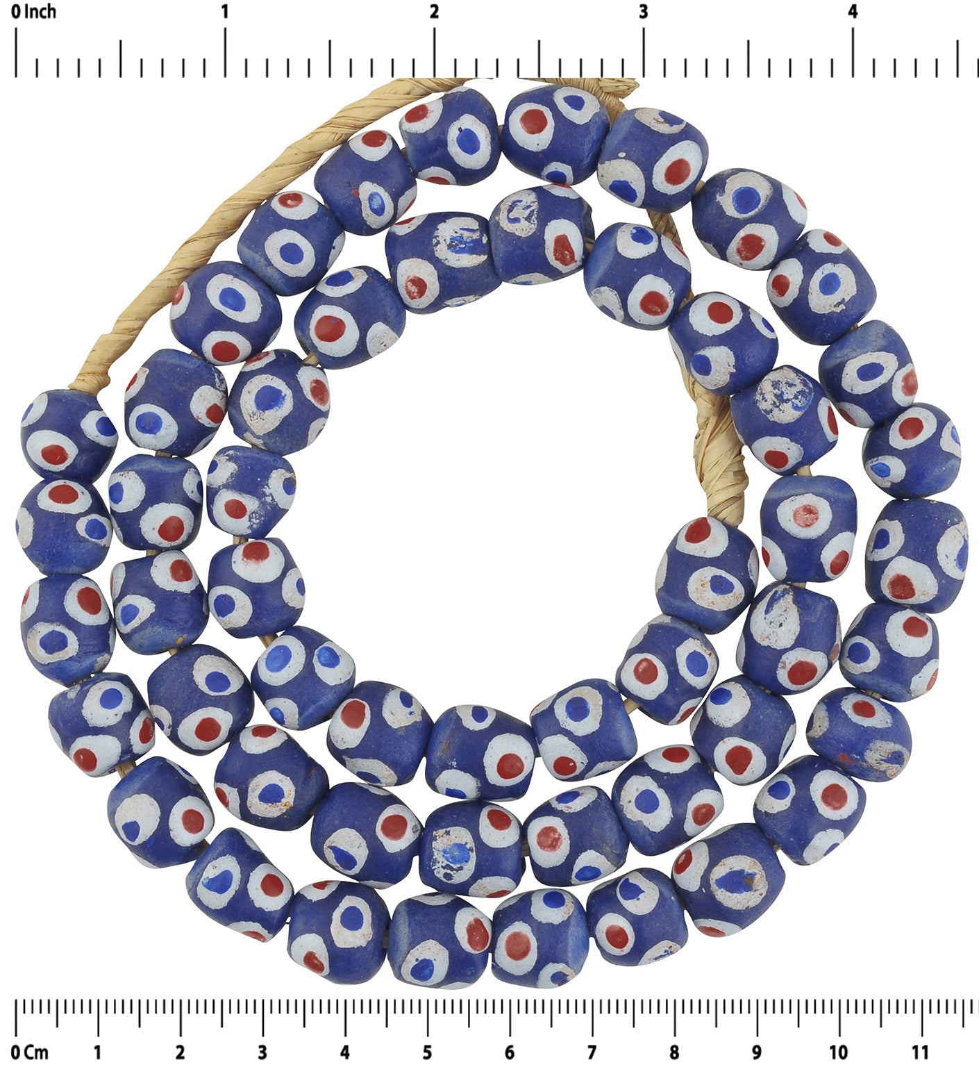 Unique Fancy Krobo African Trade Beads - Recycled Glass 11Mm - zoomed-in detail