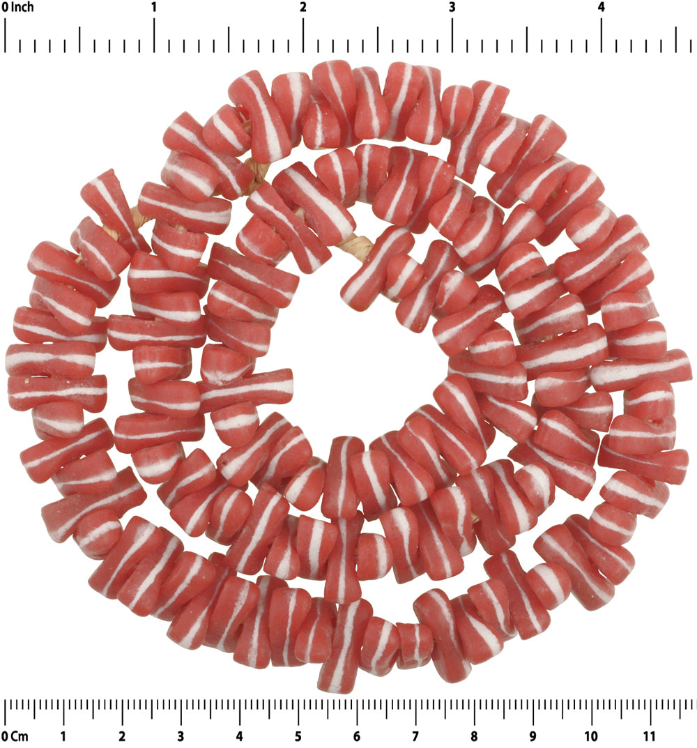 Authentic Krobo Glass Spacer Beads, 24.25" Strand - close-up