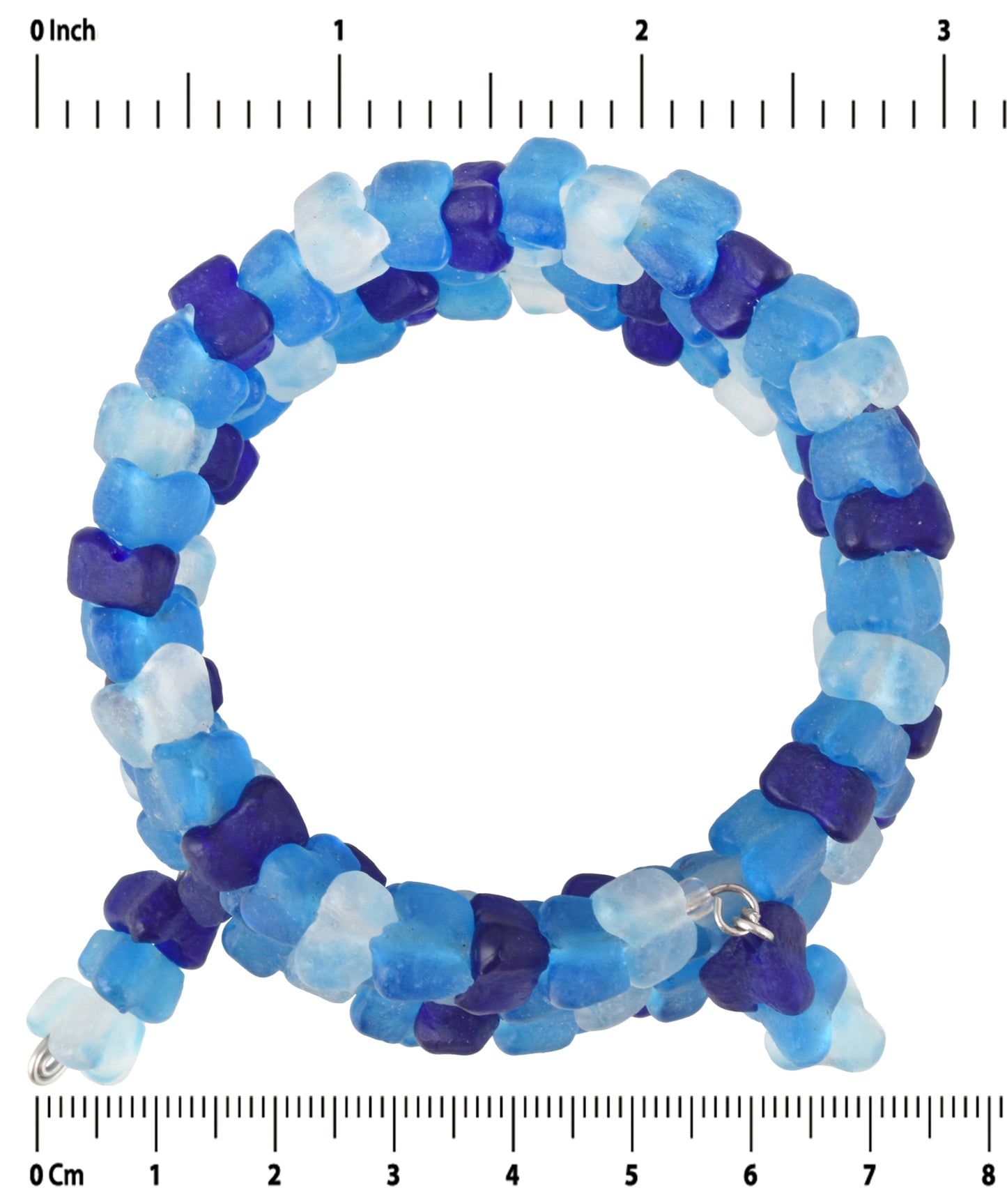 African Glass Trade Beads Handmade Wrap Bracelet Memory Wire Stainless Steel - zoomed-in detail