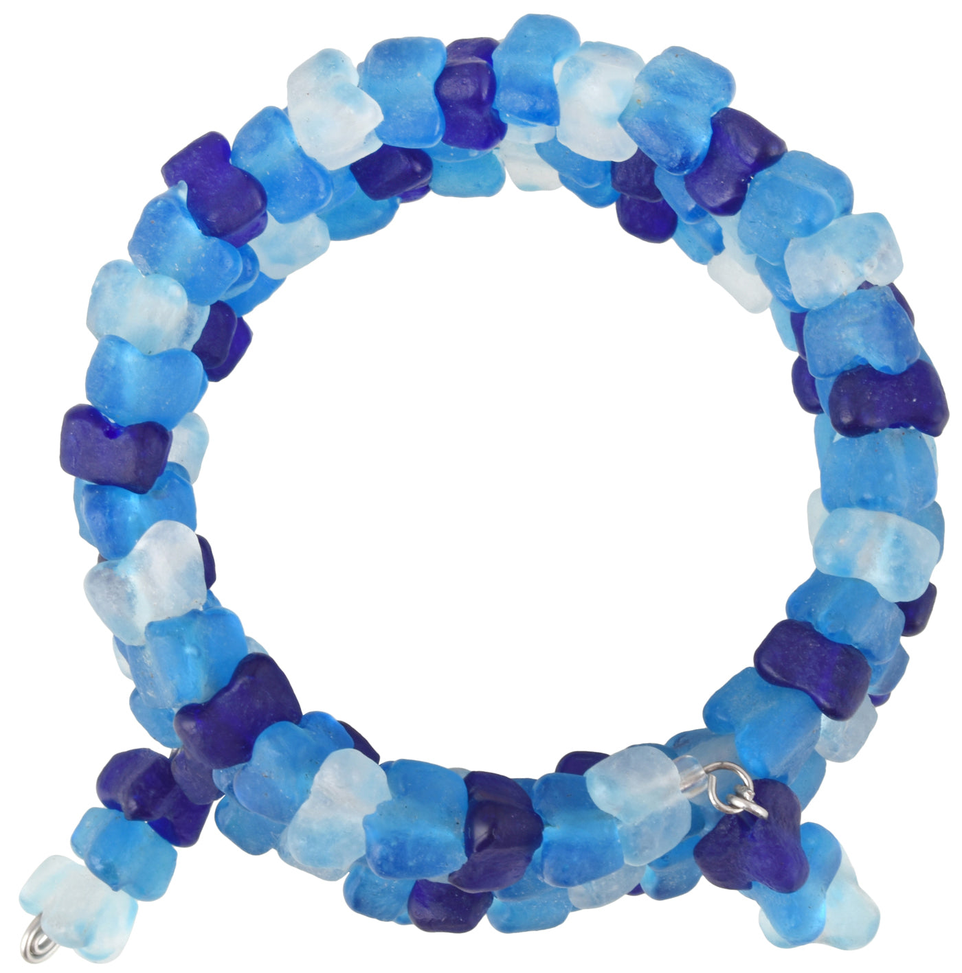 African Glass Trade Beads Handmade Wrap Bracelet Memory Wire Stainless Steel - close-up