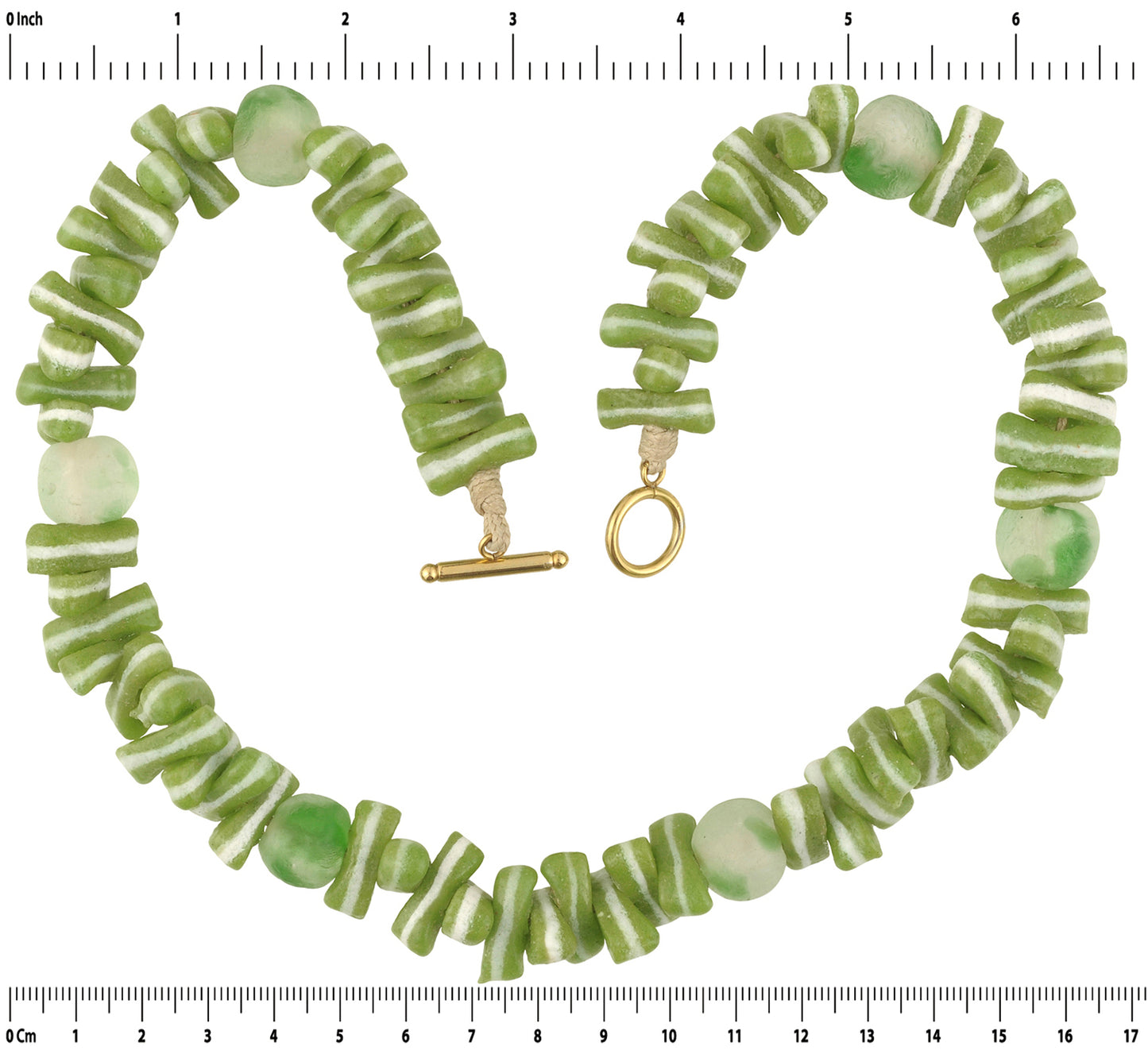 Green African Trade Beads Necklace - Handmade Glass Beaded Necklace - product focus