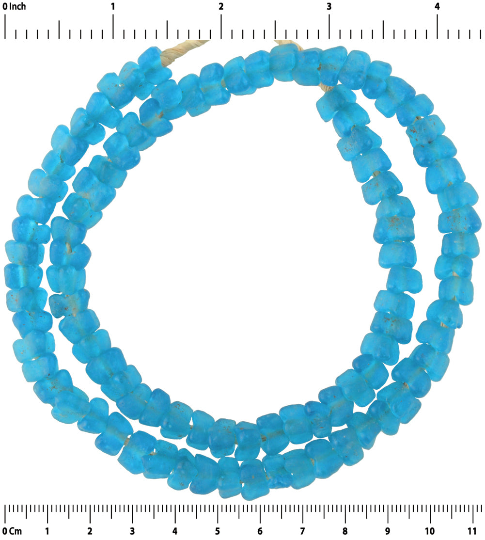 Uncommon Translucent Powder Glass Krobo Beads - 9Mm, 20" - zoomed-in detail