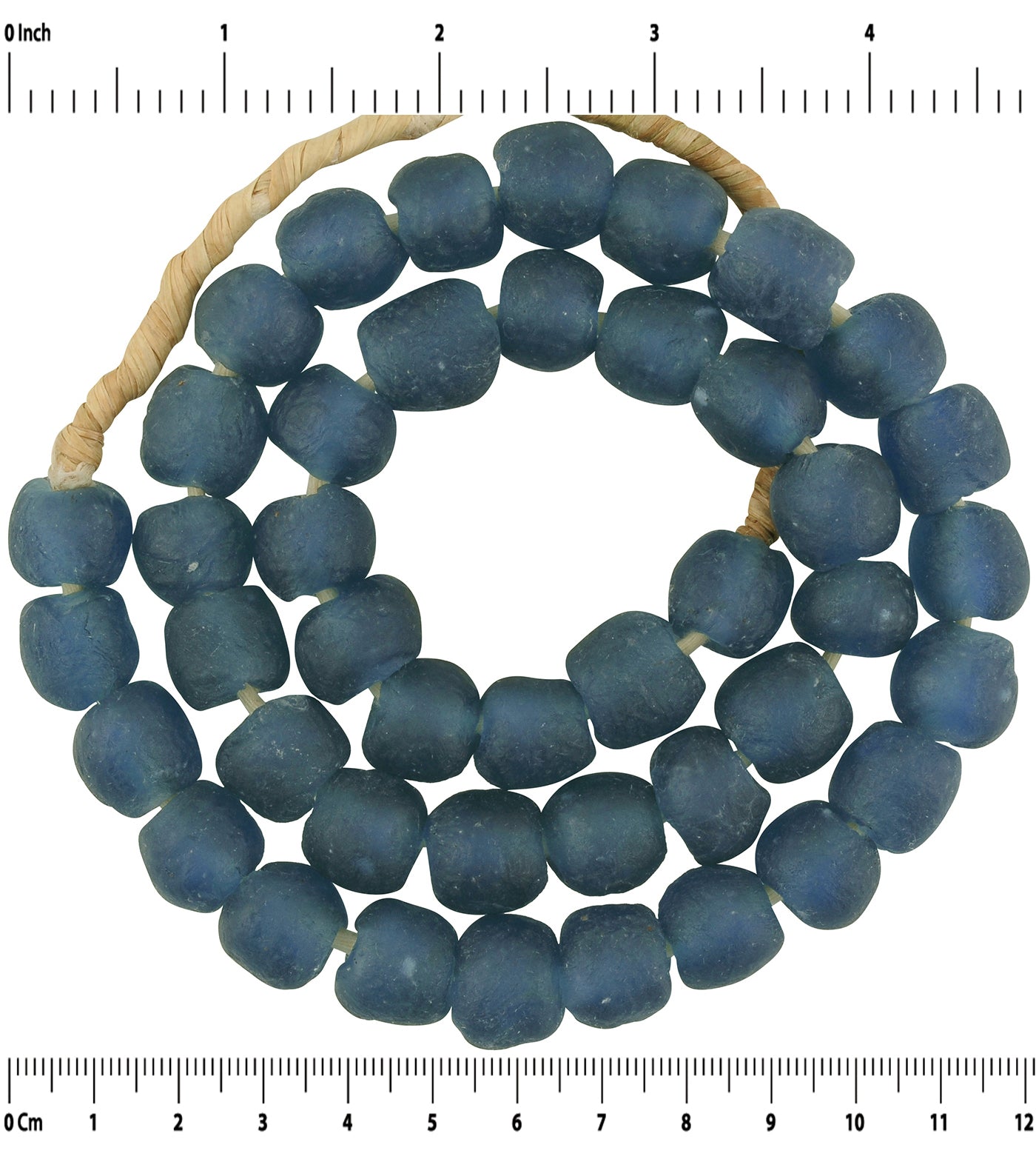 Translucent Krobo Glass Beads - 21" Strand - African Trade Beads - zoomed-in detail