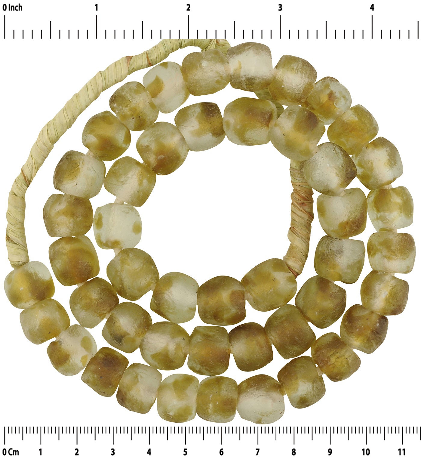 Translucent Recycled Krobo Glass Beads, 21" African Trade Strand - zoomed-in detail