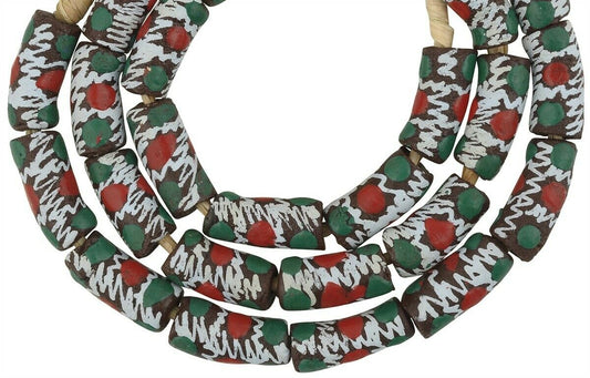 Authentic 10Mm African Trade Beads - Fancy Ghana Powder Glass Beads - alternate view