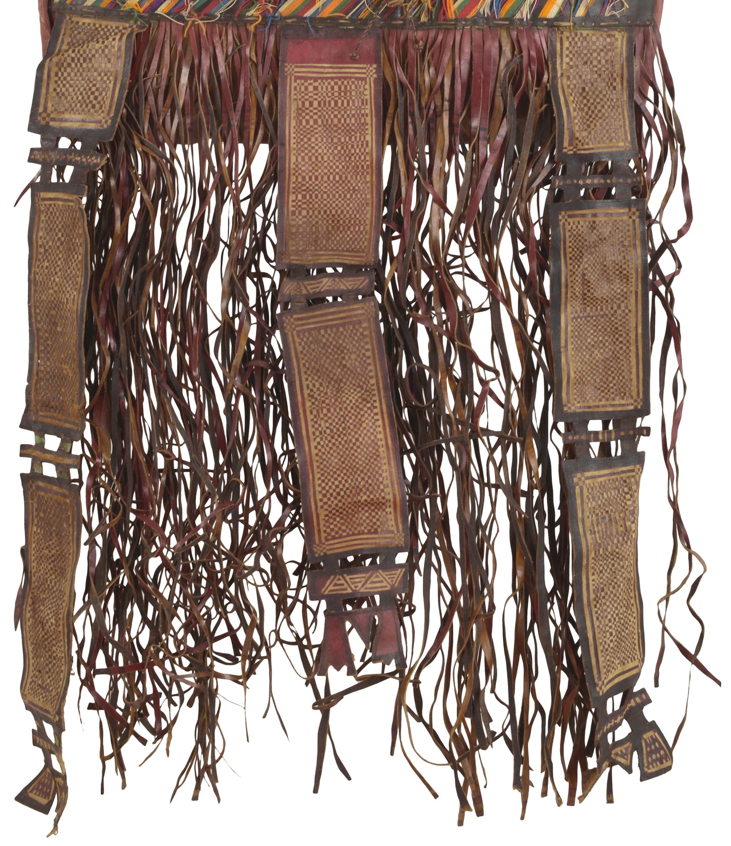 Old African Tuareg Leather Camel Horse Bag From Niger Peul Fulani Sahara Art - brushstroke detail