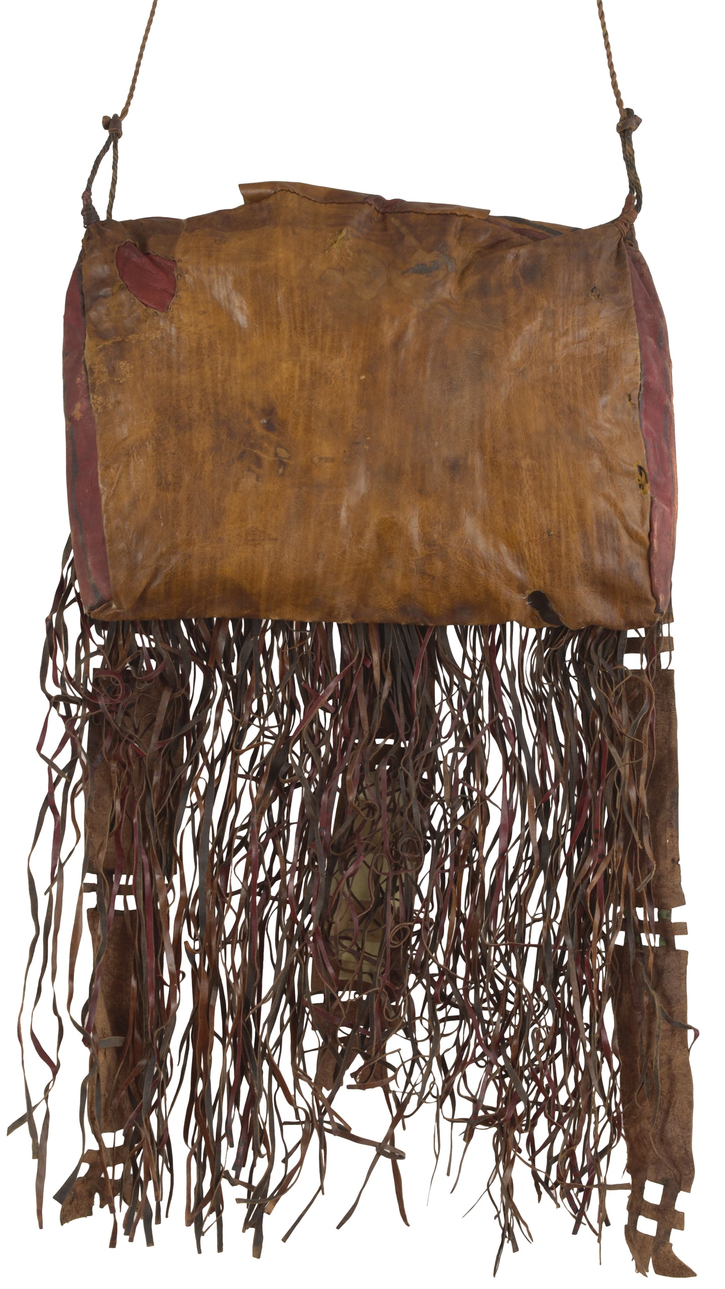 Old African Tuareg Leather Camel Horse Bag From Niger Peul Fulani Sahara Art - section zoom