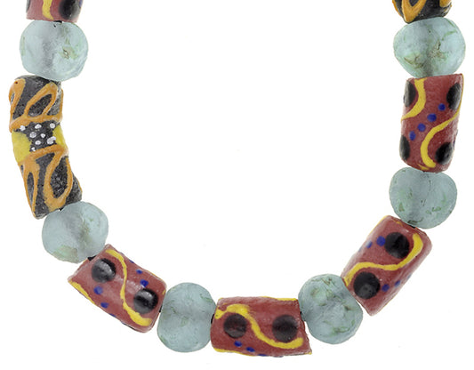 Handmade Beaded Bracelet - African Glass Trade Beads, Elastic Fit - alternate view