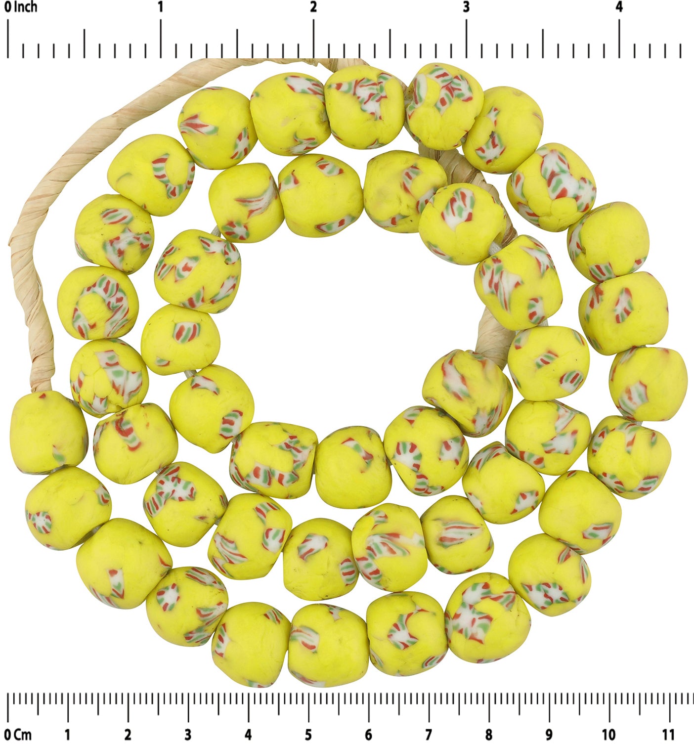 Handmade Ghana Fused Recycled Glass Trade Beads - 12-13Mm - zoomed-in detail