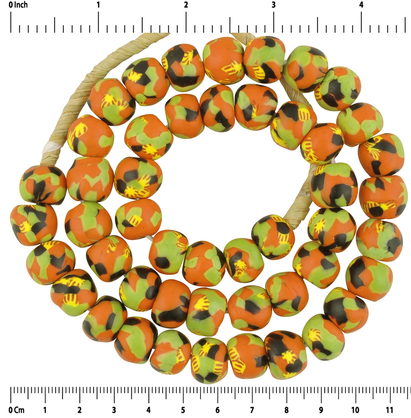 Handmade Krobo Glass Beads - 12-13Mm Recycled African Trade Beads - zoomed-in detail
