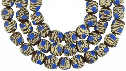 Handmade African Beads Recycled Glass Powder Krobo Necklace Ghana - zoomed-in detail