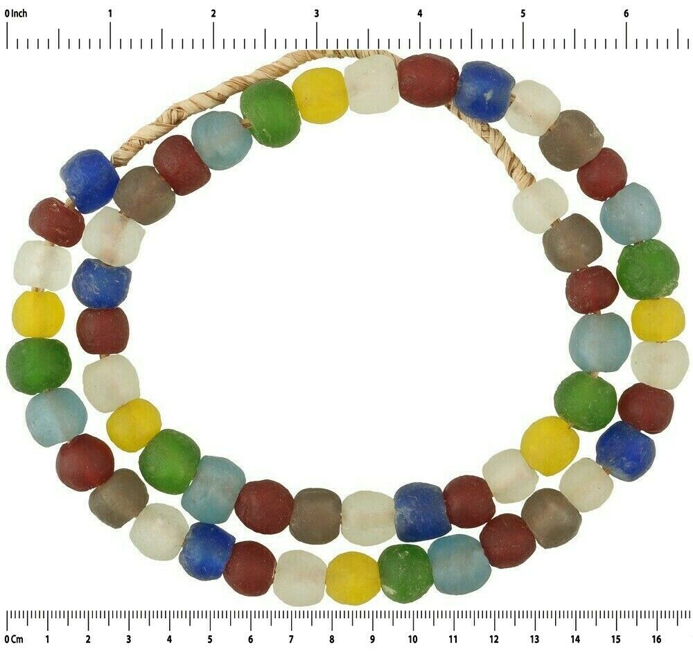 Colorful Translucent Bottle Glass Beads - African Trade Beads - zoomed-in detail