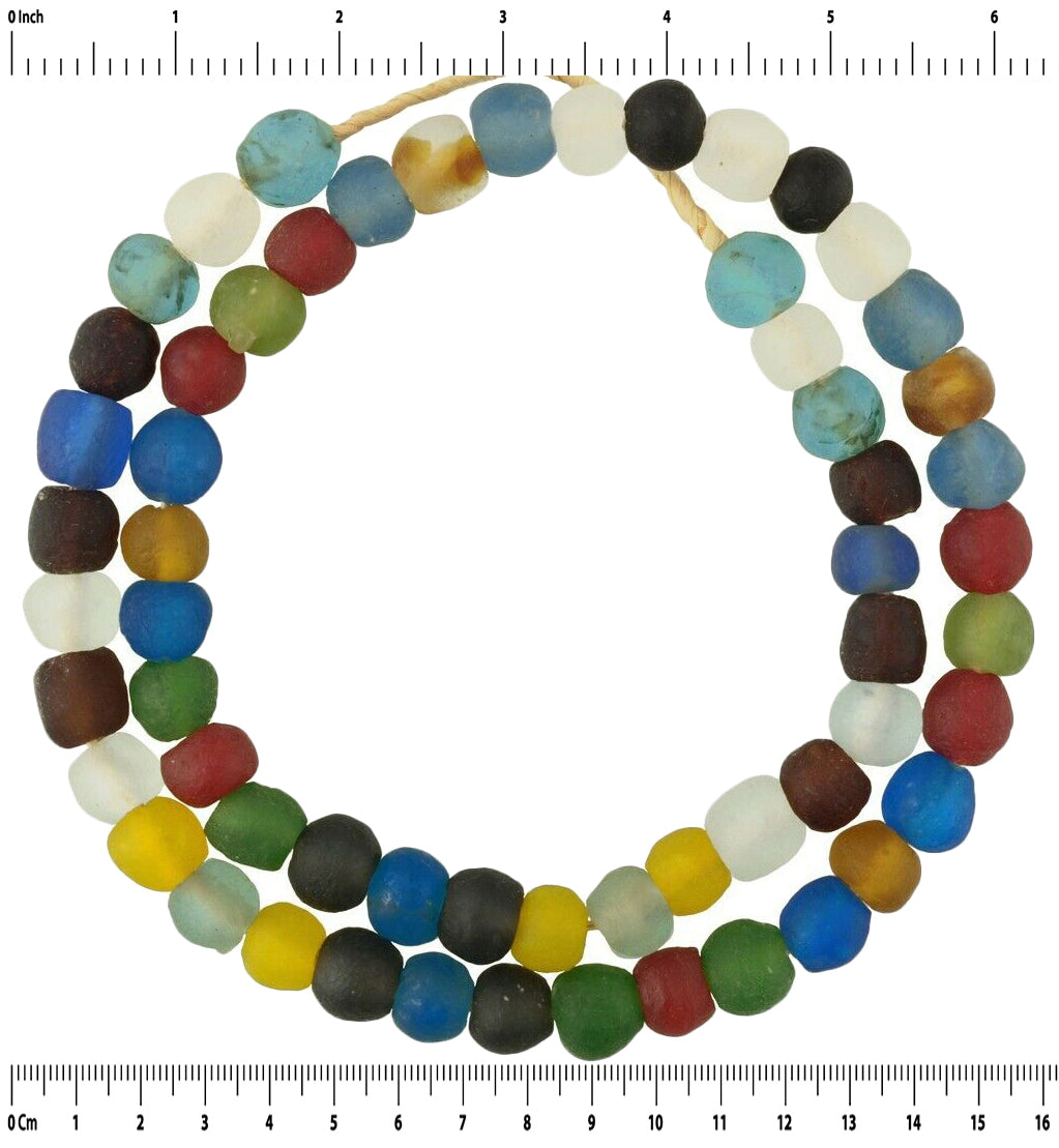 African Trade Beads - Handmade Recycled Bottle Glass Beads - close-up