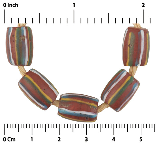 Rare Antique Striped Venetian Lampwork Glass Trade Beads - alternate view